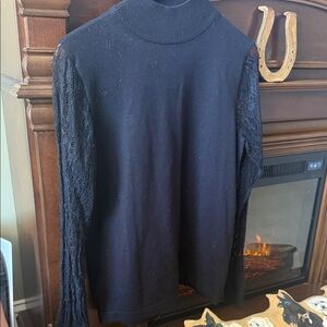 Black Lace Sleeve Sweater